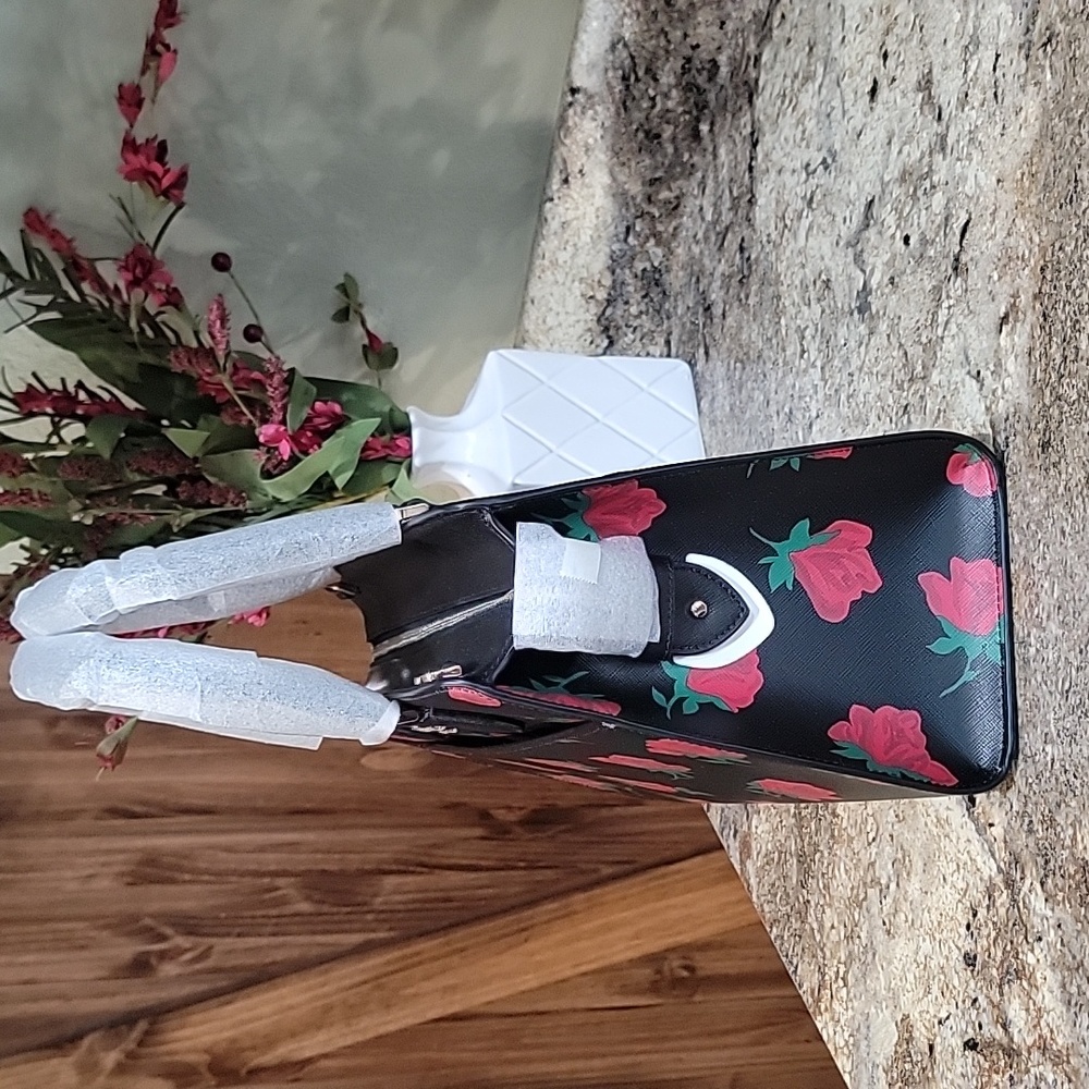 KATE SPADE NEW YORK Madison Rose Toss Printed Medium Satchel W/ Matching Wallet - Picture 6 of 10